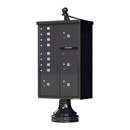 Florence Mfg Co Vital Cluster Box Unit w/Vogue Traditional Accessories, 8 Mailboxes & 4 Parcel Lockers, Black 1570-8T6V2BKAF